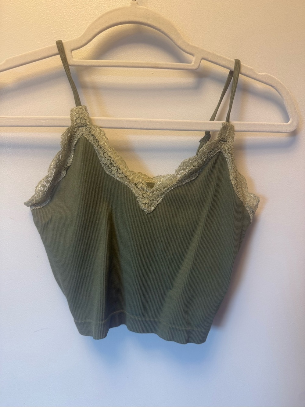 Wild fable Olive Green Lace Trim Ribbed Cami